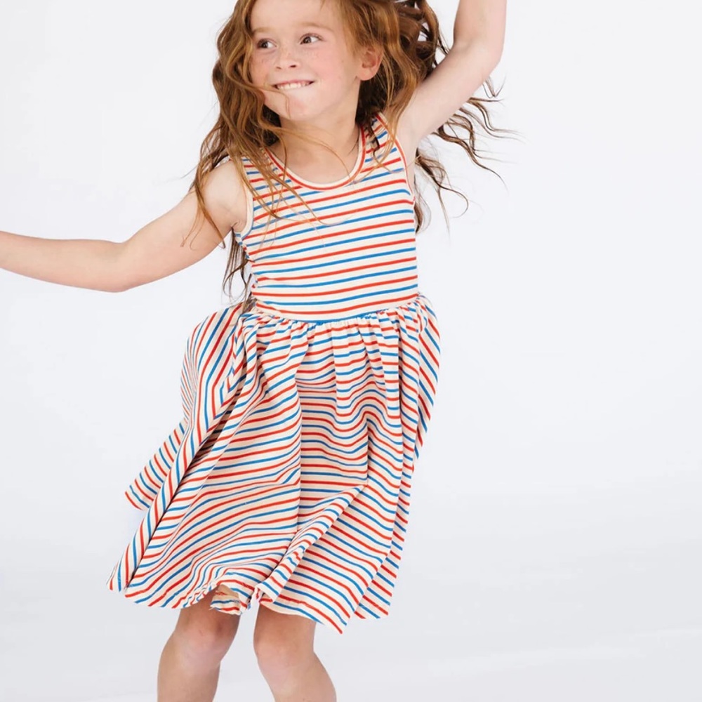 Alice + Ames Saltwater Red white blue striped dress size 3